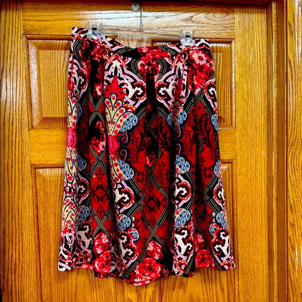 New York & Company Red and Black A-Line Skirt
